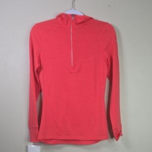 Icebreaker Women's Bright Coral  Merino Gt Half Zip Hoodie Size Xs.